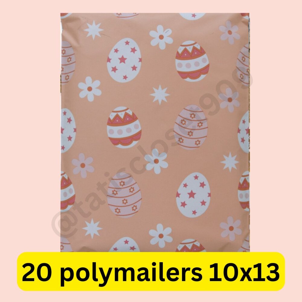 20 poly mailers easter egg print self seal size 10x13